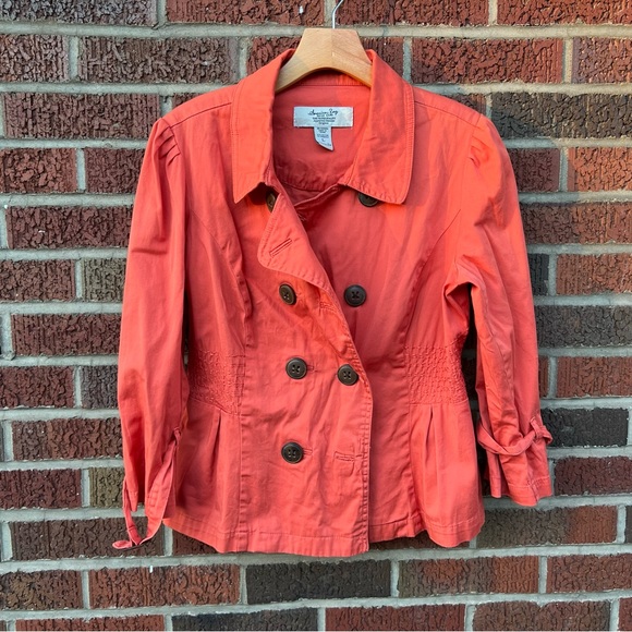American Rag Jackets & Blazers - American Rag Coral Pink Button Trench Coat Jacket